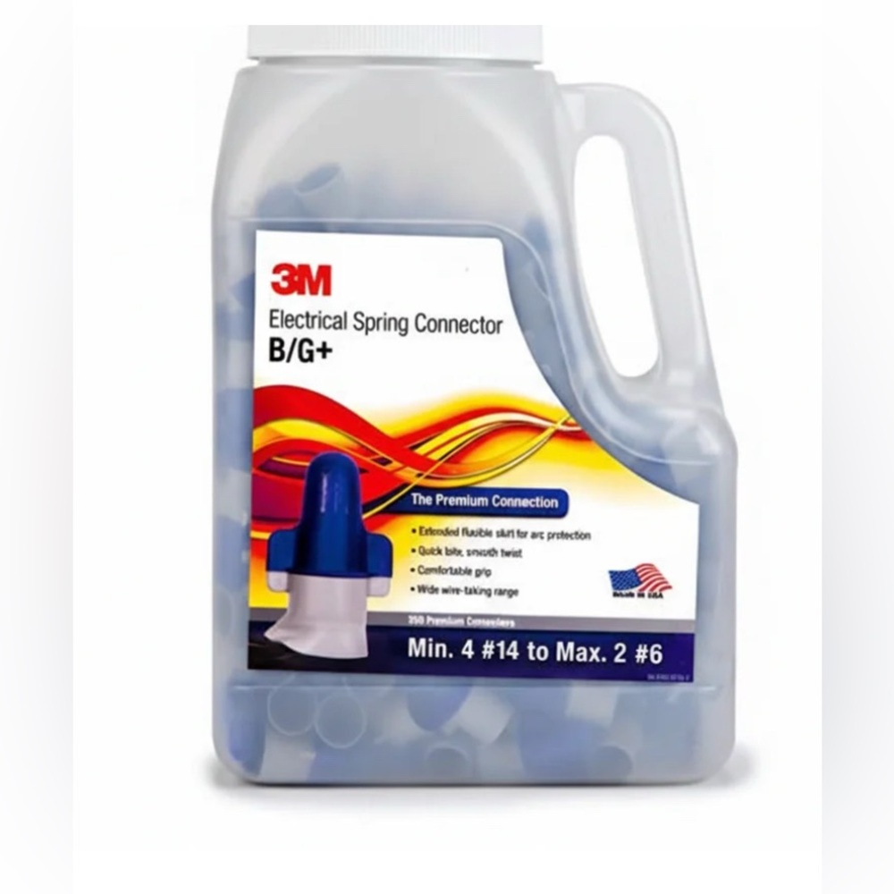 3M B/G+ Performance Plus Wire Connector, 14-6 AWG, Blue/Gray, 250/Jug